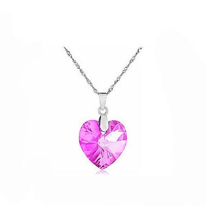 2016 Fashion Jewelry 5 colors Austrian Crystal Heart Pendant Necklace Women Colorful Love Necklaces & Pendants Collares