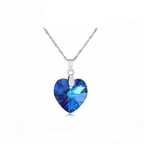 2016 Fashion Jewelry 5 colors Austrian Crystal Heart Pendant Necklace Women Colorful Love Necklaces & Pendants Collares