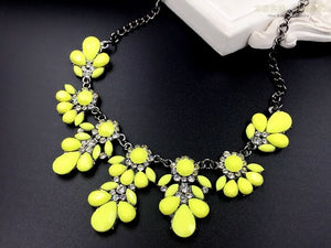 2016 Flower Ethnic Shourouk Chain Choker Necklace Collar Rhinestone Neon Color Bib Statement Necklaces & Pendants Women Jewelry