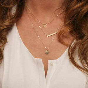 2016 Hottest Fashion Casual Personality Circle Lariat Pendant Gold Color Necklace High Quality Simple Choker Necklaces Women