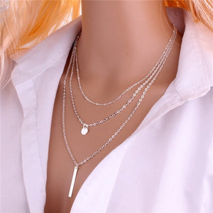 2016 Hottest Fashion Casual Personality Circle Lariat Pendant Gold Color Necklace High Quality Simple Choker Necklaces Women