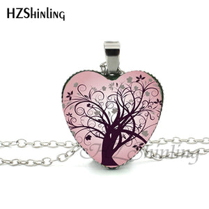 2016 New Divergent Heart Necklace Divergent Tree Pendant Jewelry Women Heart Necklace Art Glass Necklace HZ3
