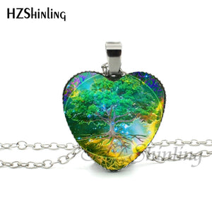 2016 New Divergent Heart Necklace Divergent Tree Pendant Jewelry Women Heart Necklace Art Glass Necklace HZ3