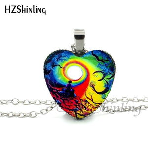 2016 New Divergent Heart Necklace Divergent Tree Pendant Jewelry Women Heart Necklace Art Glass Necklace HZ3