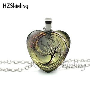 2016 New Divergent Heart Necklace Divergent Tree Pendant Jewelry Women Heart Necklace Art Glass Necklace HZ3