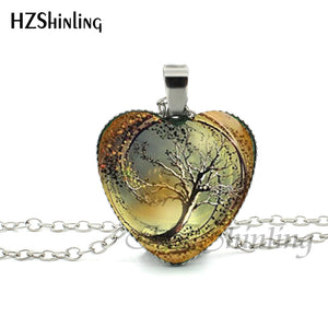 2016 New Divergent Heart Necklace Divergent Tree Pendant Jewelry Women Heart Necklace Art Glass Necklace HZ3