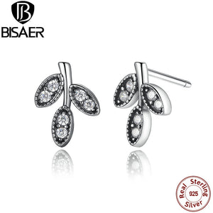 2016 Presents 925 Sterling Silver Clear CZ Sparkling Leaves Stud Earrings Earrings Jewelry WEUS416