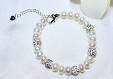 Carica l'immagine nel visualizzatore di Gallery, 2016 new Charm Bracelet Pearl Bracelet Jewelry 100%Natural Pearl 925 Sterling Silver Bracelet crystal ball For Women