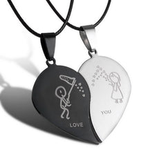 Carica l&#39;immagine nel visualizzatore di Gallery, 2017 Collana per coppia Collane con cuore spezzato Pendenti Collana per amanti Gioielli Incisione ti amo Collana regalo D di San Valentino 