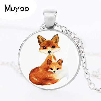2017 Double Foxs Pendant Choker Statement Silver Necklace For Women Dress Accessories Glass Dome Animal Pendants Jewelry HZ1