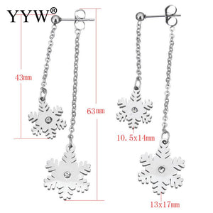2017 Ear Wire Chain Long Earrings Wedding Party Bijoux Femme Long Earrings For Women Fashion Jewelry snowflake Mother Gift