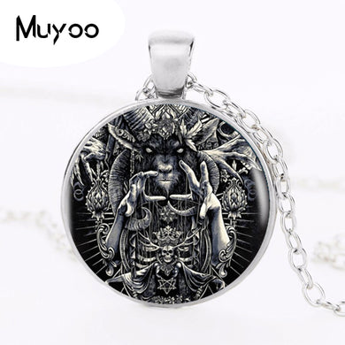 2017 Fashion Baphomet Pendant Choker Silver Photo Necklace For Women Dress Accessories Glass Dome Pendants Jewelry HZ1