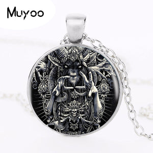 2017 Fashion Baphomet Pendant Choker Silver Photo Necklace For Women Dress Accessories Glass Dome Pendants Jewelry HZ1