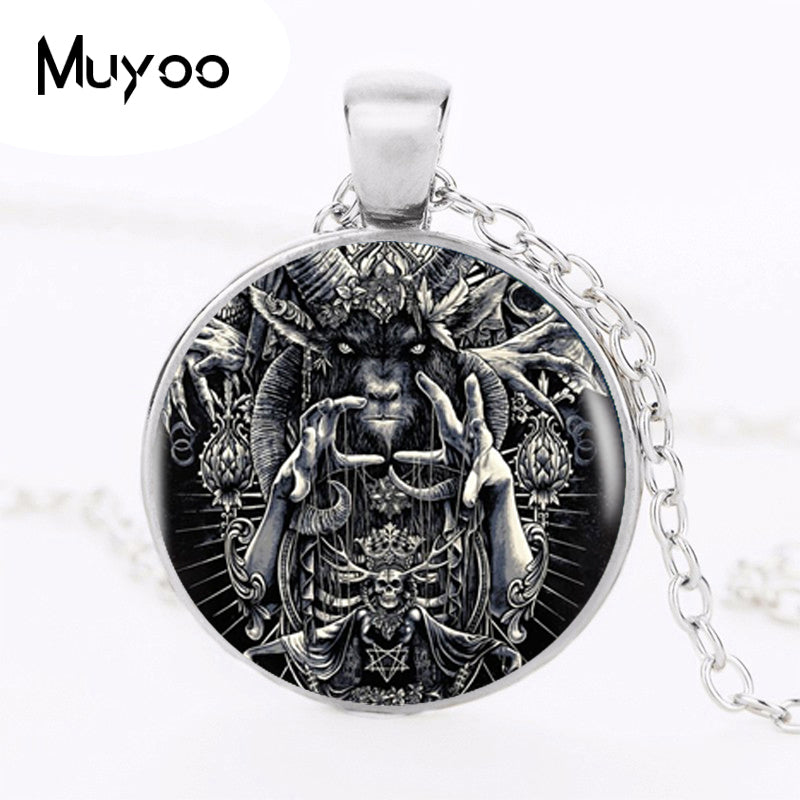 2017 Fashion Baphomet Pendant Choker Silver Photo Necklace For Women Dress Accessories Glass Dome Pendants Jewelry HZ1