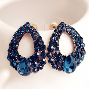 2017 Fashion Brincos Perlas New Girls Earing Bijoux Blue Zircon Stud Earrings For Women Wedding Jewelry Earings One Direction