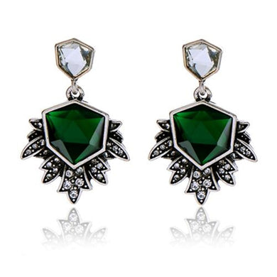 2017 Fashion Charm Jewelry Vintage Silver Delicate Green Irregular Earrings For Women Factory wholesale