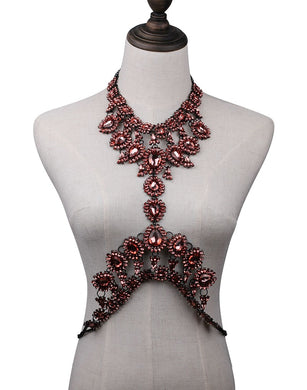 2017 HOT Fashion Sex Exquisite Bodychain Vintage crystal necklaces For Women Statement Bijoux Femme Jewelry bodychain