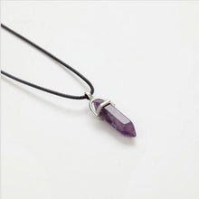 Carica l&#39;immagine nel visualizzatore di Gallery, 2017 Collane a colonna esagonale da uomo Pendenti in cristallo naturale Catene in pelle con pietra rosa Collana girocollo Gioielli di moda da donna 