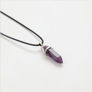 2017 Collane a colonna esagonale da uomo Pendenti in cristallo naturale Catene in pelle con pietra rosa Collana girocollo Gioielli di moda da donna 