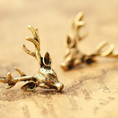 2017 Limited Earings Brinco Brincos Fashion Retro Original Design Earrings Wholesale Punk Bronze Animal Deer Head Antler Woman