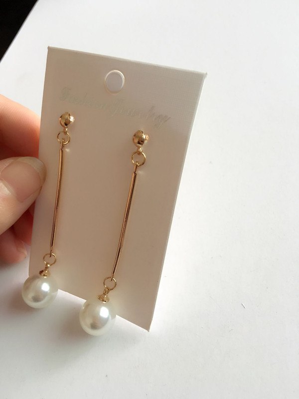 2017 Limited Real Lead-tin Alloy Lead-tin Alloy Round Women Earings E10064 Korea Style Jewelry Plated Long Pearl Earrings
