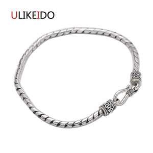 2017 Men jewelry Wholesale Genuine 100% Real Pure 925 Sterling Silver Men bracelet vintage rope chain fine jewelry 264