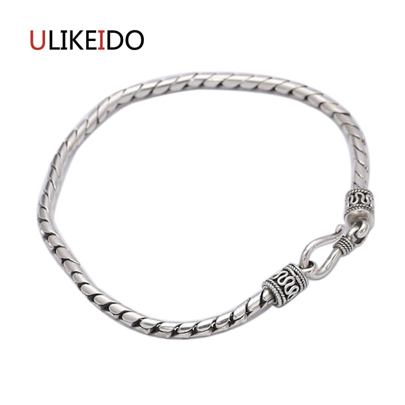 2017 Men jewelry Wholesale Genuine 100% Real Pure 925 Sterling Silver Men bracelet vintage rope chain fine jewelry 264
