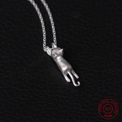 2017 NUOVE collane in argento sterling 925 per le donne Simpatico ciondolo gatto Kitty Collana lunga catena animale Gioielli di moda alla moda YN9 