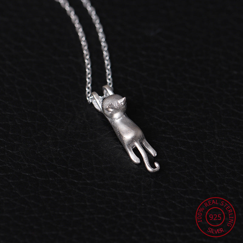 2017 NUOVE collane in argento sterling 925 per le donne Simpatico ciondolo gatto Kitty Collana lunga catena animale Gioielli di moda alla moda YN9 