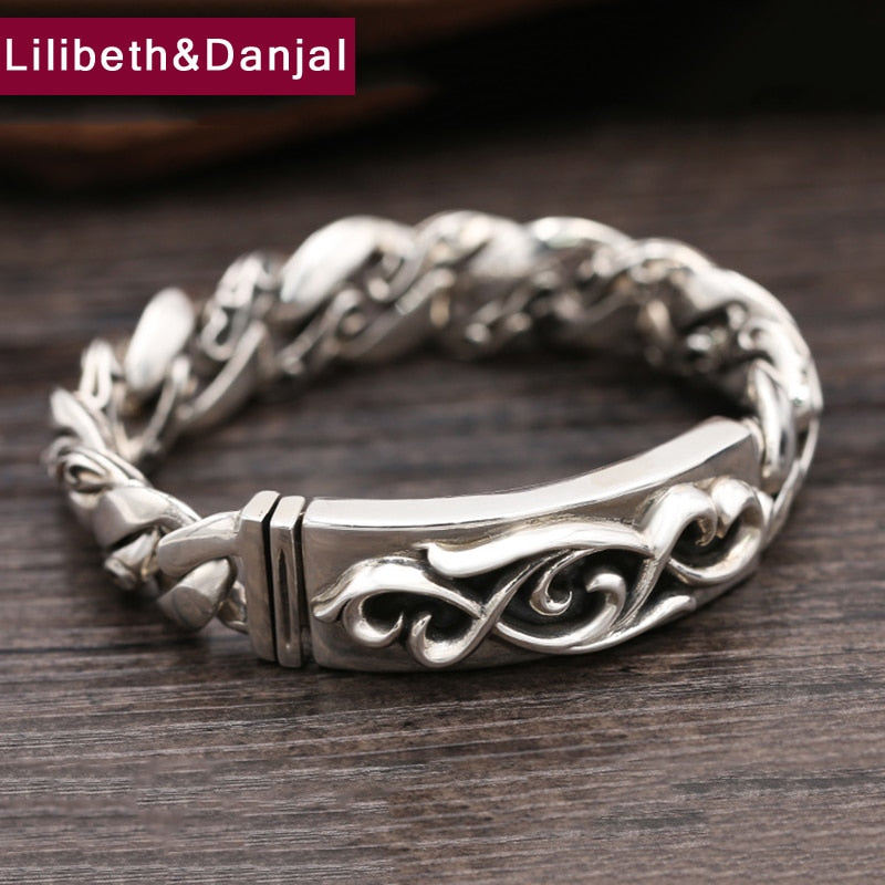 2017 New 925 Sterling Silver Bracelet Men Jewelry 16mm Wide Eternal Flower Bangle Bracelet Women Gift Fine Jewelry B11