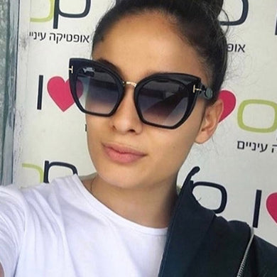 2017   Brand Designer Cat Eye Sunglasses Women Tom Sun Glasses Big Size Cateye Vintage Oversize Female Gradient Points