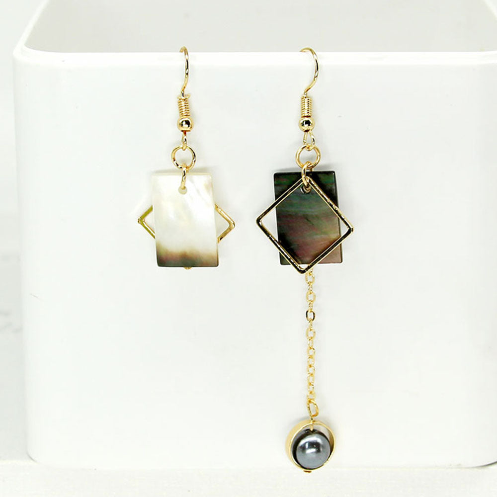 2017 New Fashion Gold Colors Asymmetry Simulated Pearl/Shell Earings for Women Drop Earrings Long Pendant Jewelry