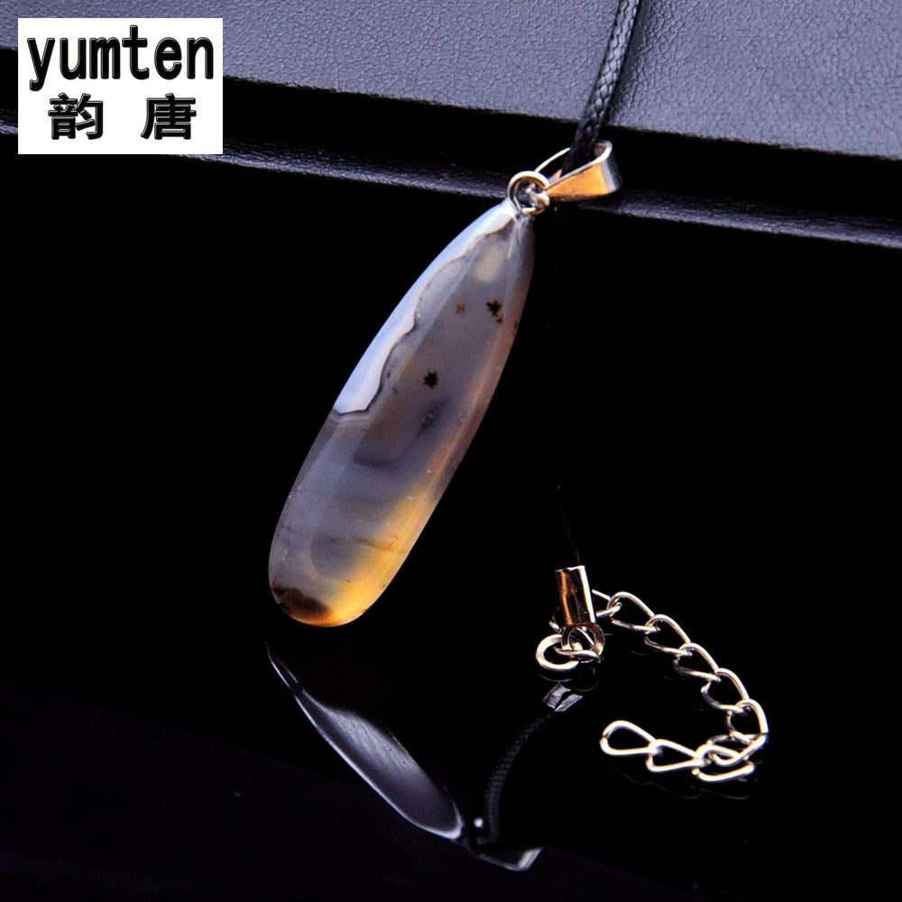 2017 New Fashion Woman Love Natural Ocean Chalcedony Sports Rope Chain Agent Pendant Collane Calcedonia Necklace Floating Charms