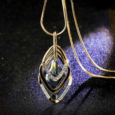 2017 New Fashion big crystal Multi layer geometry Accessories Pendant Necklace Fine Jewelry for women personality Sweater Chain