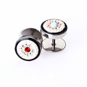 2017 Newest Ear Stud Barbell Cute South Korea Earrings Lovely 316L Stainless Steel Wholesale Fake Ear Plugs 10mm Cheater Candy
