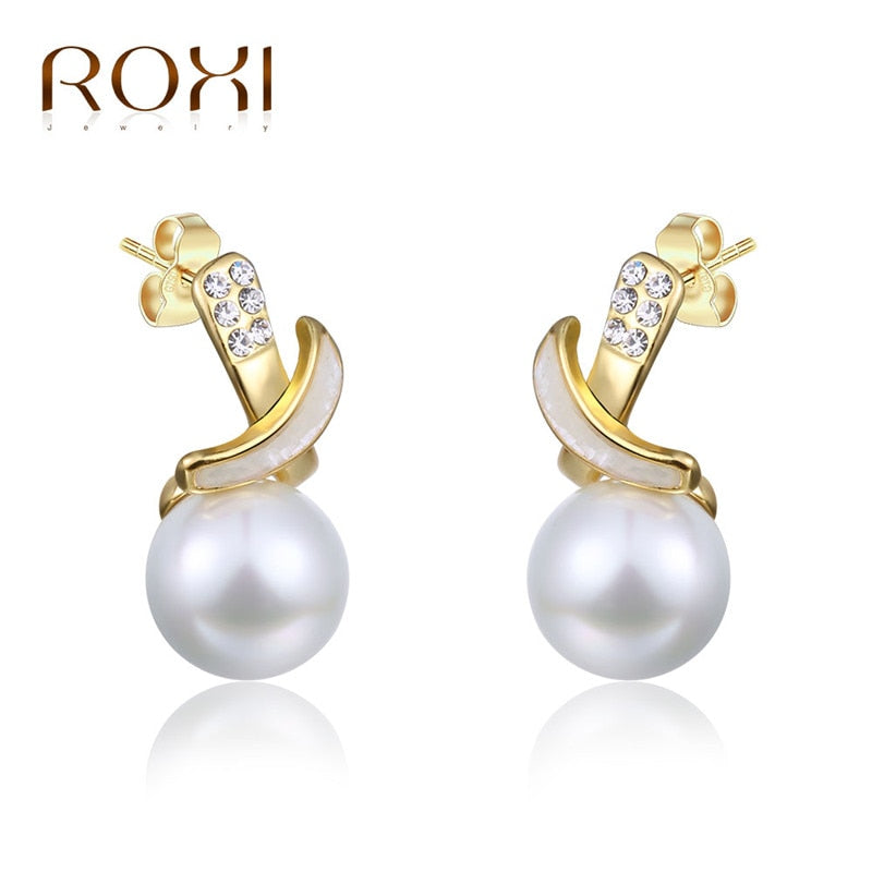 2017 Romantic Stud Earrings For Women Wedding Engagement Cross CZ Stone Imitation Pearls Earring Fashion Ear Jewelry