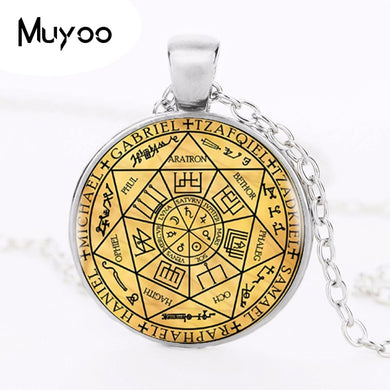 2017 Seals Of The Seven Archangels Pendant Choker Statement Silver Necklace For Women Dress Accessories Glass Photo Jewerly HZ1
