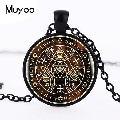 2017 Sigil Magic WICCA Pendant Choker Statement Silver Necklace For Women Dress Accessories Glass Cabochon Pendants Jewelry HZ1