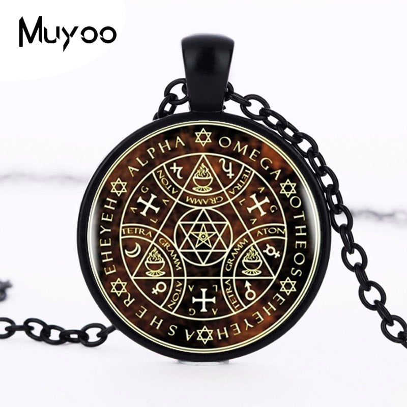 2017 Sigil Magic WICCA Pendant Choker Statement Silver Necklace For Women Dress Accessories Glass Cabochon Pendants Jewelry HZ1