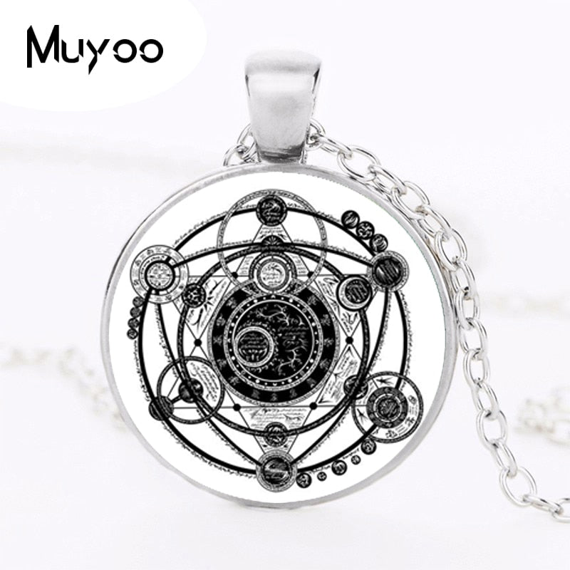 2017 Sigil Magic Witchcraft Pendant Choker Statement Silver Necklace For Women Dress Accessories Glass Cabochon Jewelry 001 HZ1