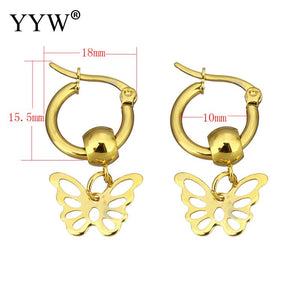 2017 butterfly Earrings Jewelry Stainless Steel silver Color Wedding Earring Brinco Bijouterie For women Gift