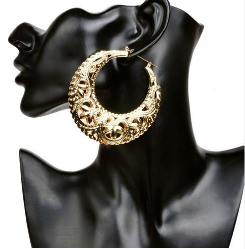 2017 femal basketball wives earrings hoop Hip-hop gold earrings plate fashion girl jewelry ER007