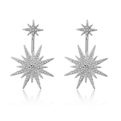 2017 new arrival hot sell fashion shiny zircon star 925 sterling silver ladies`stud earrings jewelry women gift drop shipping