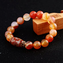 Load image into Gallery viewer, 2018 Amber Natural Round 8mm / 10mm / 12mm / 14mm Stone Agate Beads Bracelet For Men Women Classic Agate Bracelet For Men Women