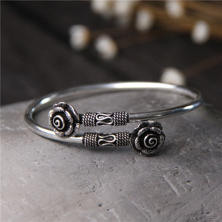 2018 Armbanden Voor Vrouwen Ms Chiang Mai Thai 925 Sterling Bracelet Open Personality Roses Hand Ring Restoring Ancient Ways