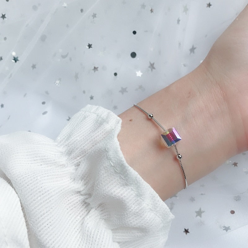 2018 Authentic 100% 925 Sterling Silver Bracelet For Women Crystal Suger Charms Fashion Bracelet For Party