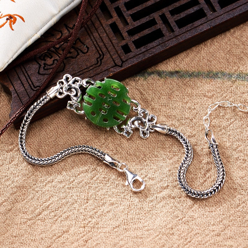 2018 Authentic 100% 925 Sterling Silver Bracelet For Women Elegance Jasper Gemstone Fashion Bracelet For Party