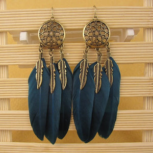 2018 Bohemia Feather Long Design Dream Catcher Earrings for Women Jewelry Gir Women Gift Wedding Party Event Women Pretty Cute