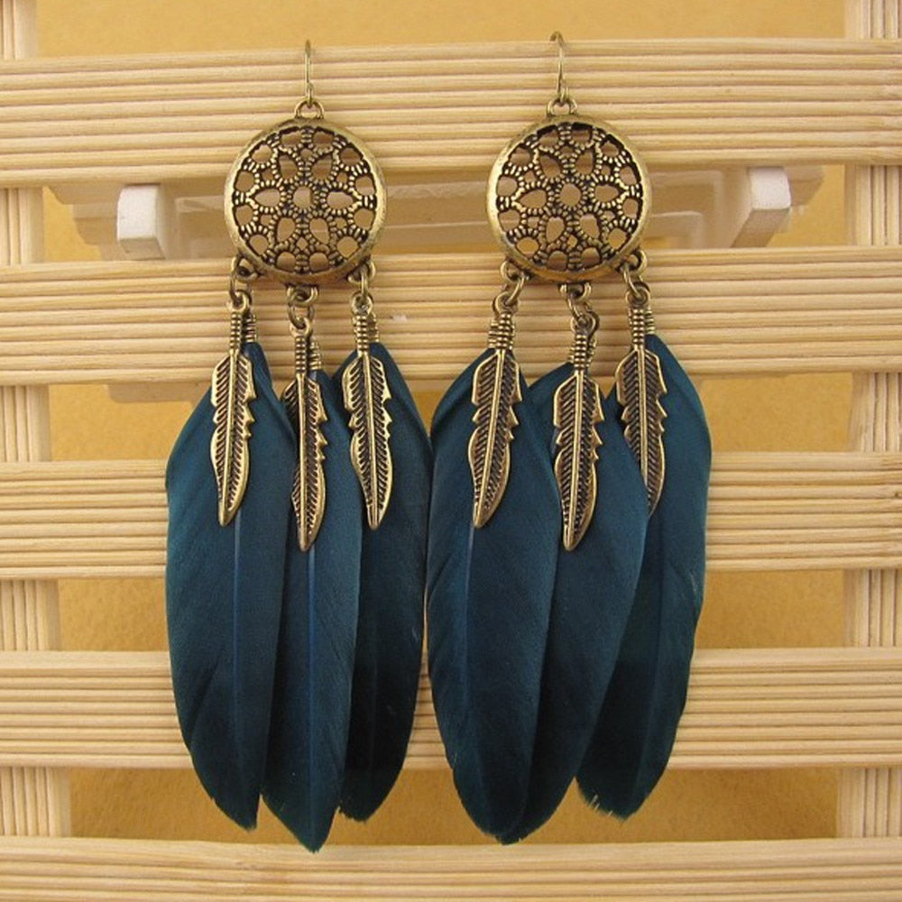 2018 Bohemia Feather Long Design Dream Catcher Earrings for Women Jewelry Gir Women Gift Wedding Party Event Women Pretty Cute