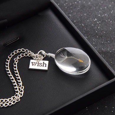 2018 Custom Handmade Natural Trade Dandelion Chain Double-time Glass Ball Item Dried Flowers Wish Pendant Necklace